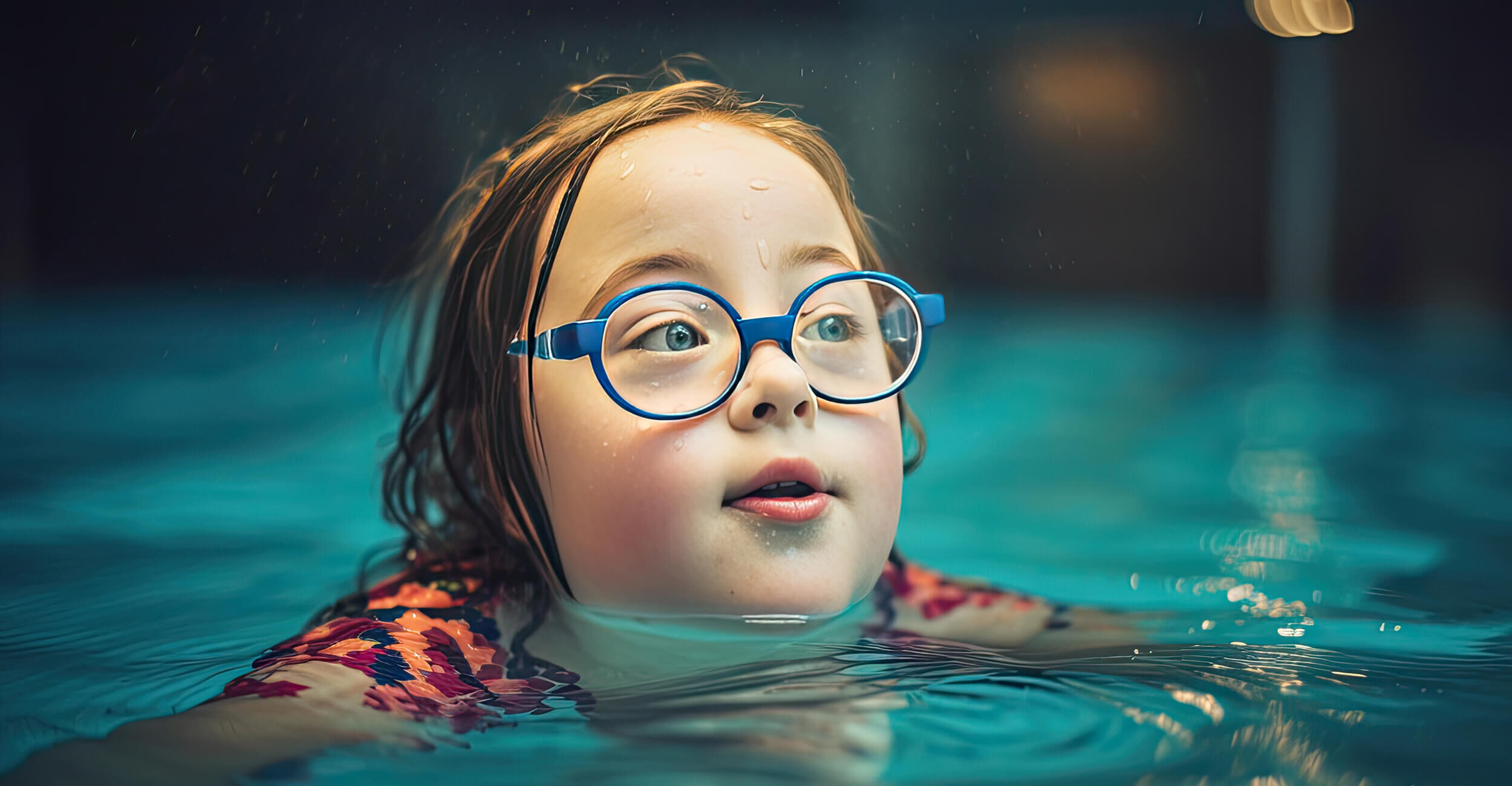 Girl with down syndrome swimming