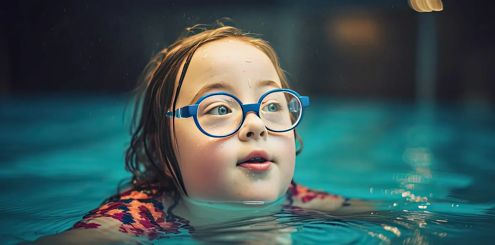 Girl with down syndrome swimming